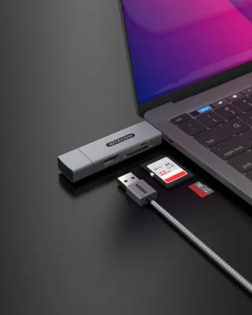 USB-A + USB-C Stick Card Reader with USB port – afbeelding 3