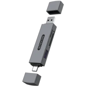 USB-A + USB-C Stick Card Reader with USB port
