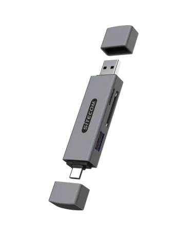 USB-A + USB-C Stick Card Reader with USB port