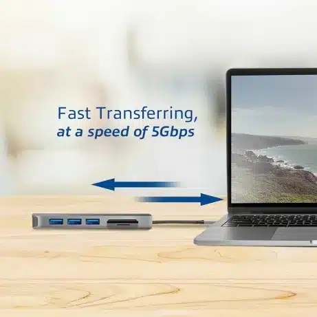 USB-C to USB-A Hub 3 ports with card-reader and PD Pass-through – afbeelding 4
