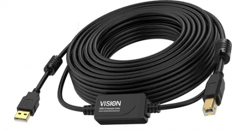 VISION 10m Black USB 2.0 booster cable TC 10MUSB+/BL/2