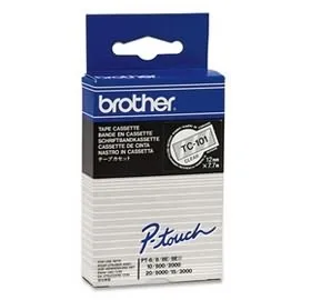 Brother TC-101 labelprinter-tape Zwart op zilver
